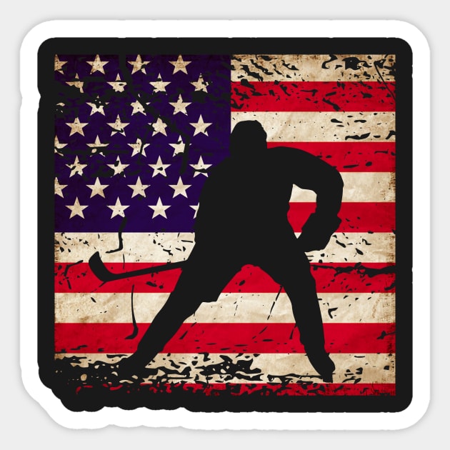 American Flag Hockey Player Sticker by 4Craig